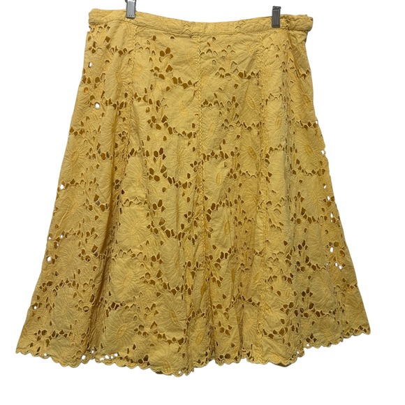 Coldwater Creek Skirt PXL Butter Yellow Cotton Floral Eyelet Cowgirl Cottagecore - Picture 6 of 10
